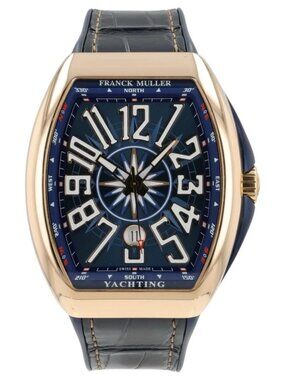 Franck Muller Yachting Blue Dial 18k Rose Gold 44mm Automatic Mens V45 SC DT